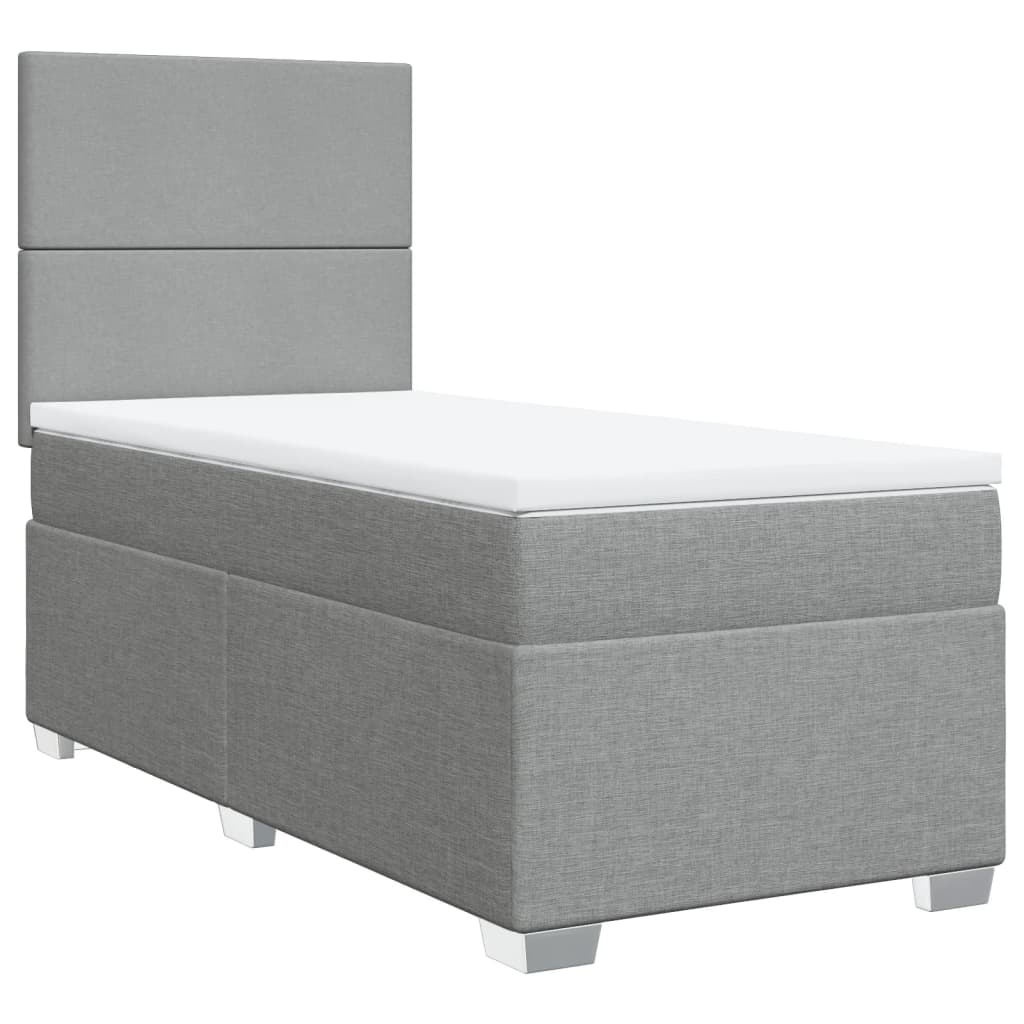 vidaXL Boxspring met matras stof lichtgrijs 90x190 cm afbeelding