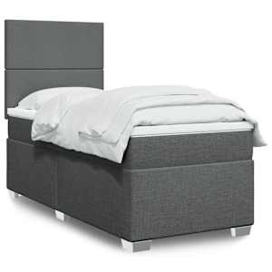 Box spring postel s matrací tmavě šedá 90x190 cm textil - obrázek 1