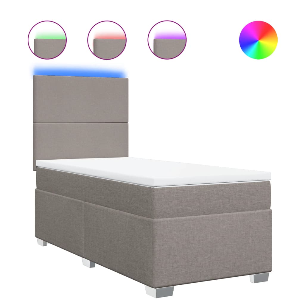 vidaXL Boxspring met matras stof taupe 90x190 cm, foto 3