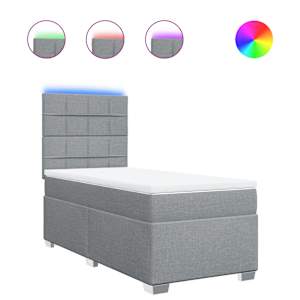 Box spring postel s matrací světle šedá 90x190 cm textil - obrázek 2