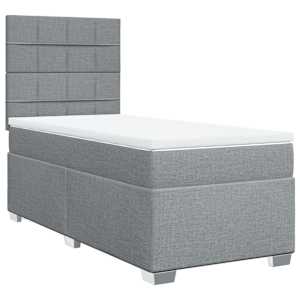 Box spring postel s matrací světle šedá 90x190 cm textil - obrázek 3