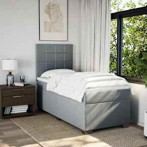 Box spring postel s matrací světle šedá 90x190 cm textil - obrázek 4