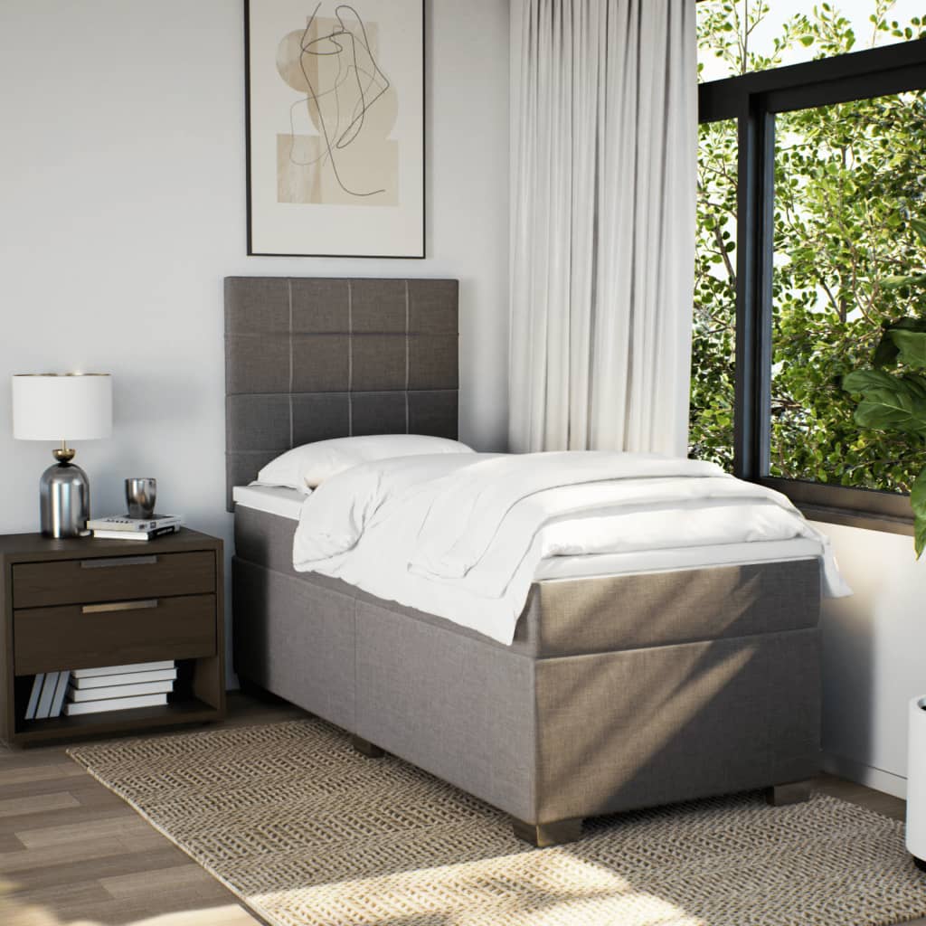 vidaXL Boxspring met matras stof taupe 90x190 cm, foto 2
