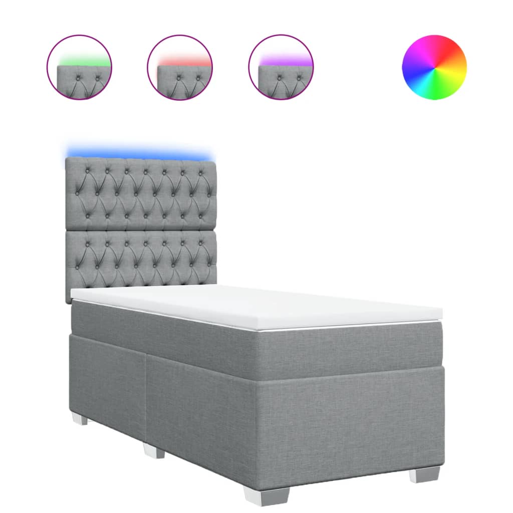 vidaXL Box spring postel s matrací světle šedá 90x190 cm textil