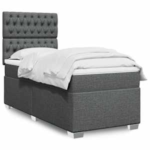 Box spring postel s matrací tmavě šedá 90x190 cm textil - obrázek 1