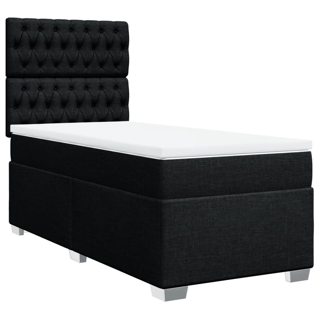 vidaXL Boxspring met matras stof zwart 90x190 cm afbeelding