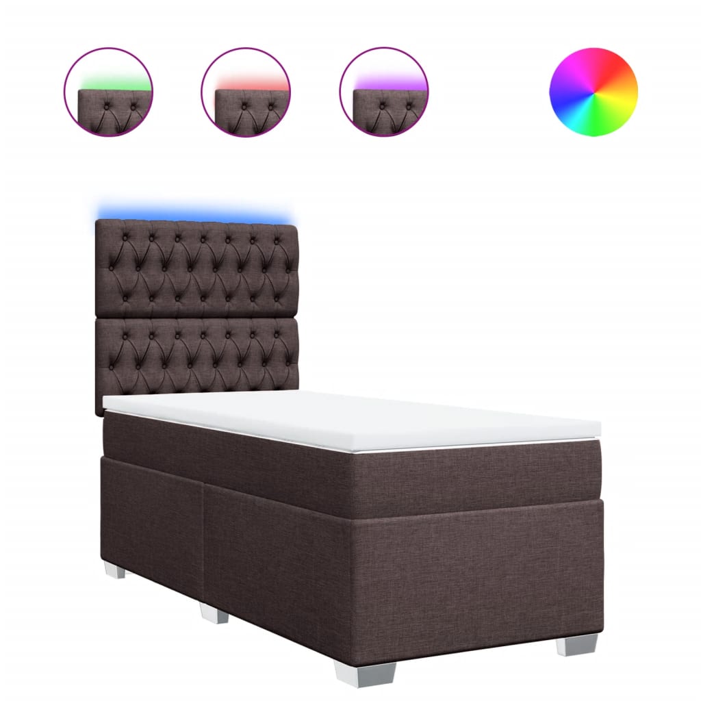 vidaXL Boxspring met matras stof donkerbruin 90x190 cm bruin, foto 3
