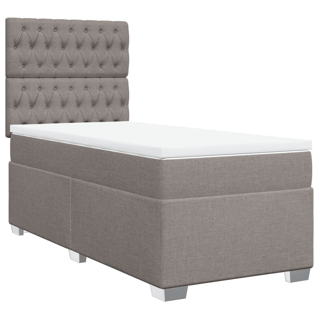 vidaXL Boxspring met matras stof taupe 90x190 cm afbeelding