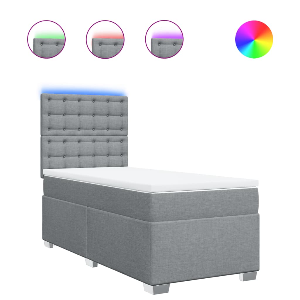 Thumbnail - vidaXL Boxspringbett mit Matratze Hellgrau 90x190 cm Stoff