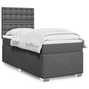 Box spring postel s matrací tmavě šedá 90x190 cm textil - obrázek 1
