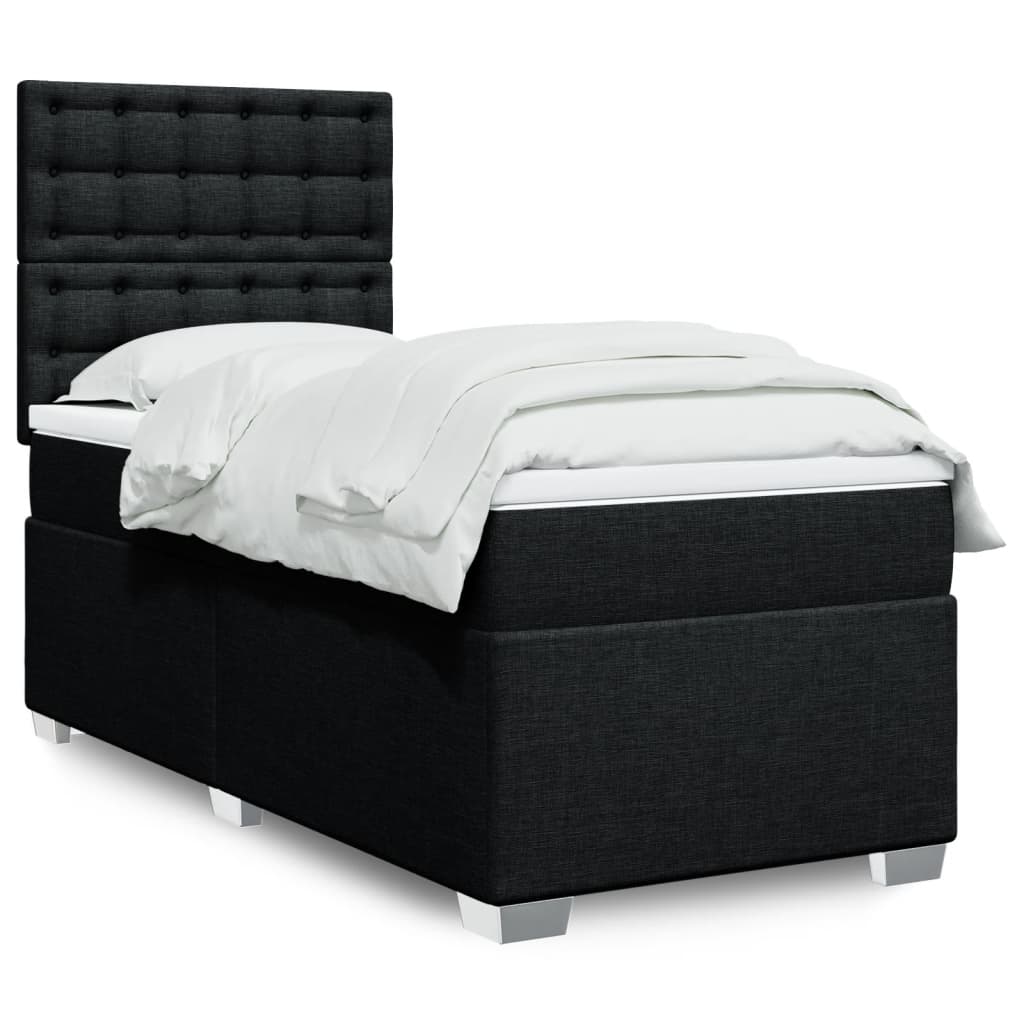 Boxspringbett mit Matratze Schwarz 90×190 cm Stoff