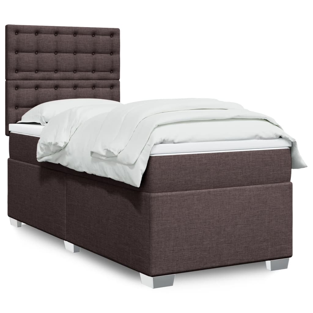 Boxspringbett mit Matratze Dunkelbraun 90×190 cm Stoff