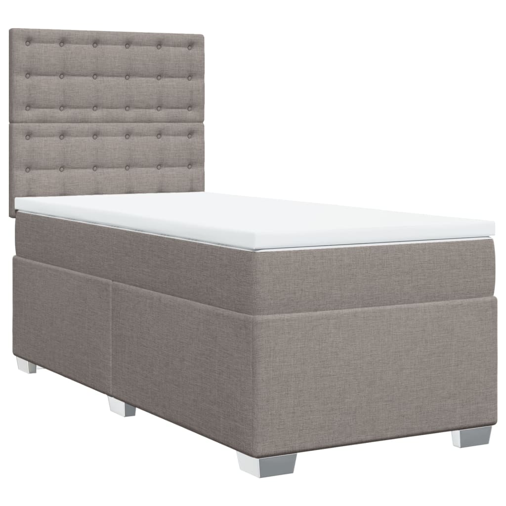 vidaXL Boxspring met matras stof taupe 90x190 cm afbeelding