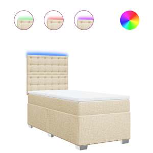 Box spring postel s matrací krémová 90x190 cm textil - obrázek 2