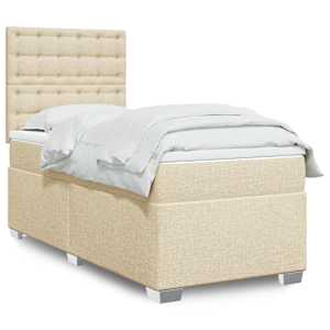 Box spring postel s matrací krémová 90x190 cm textil - obrázek 1