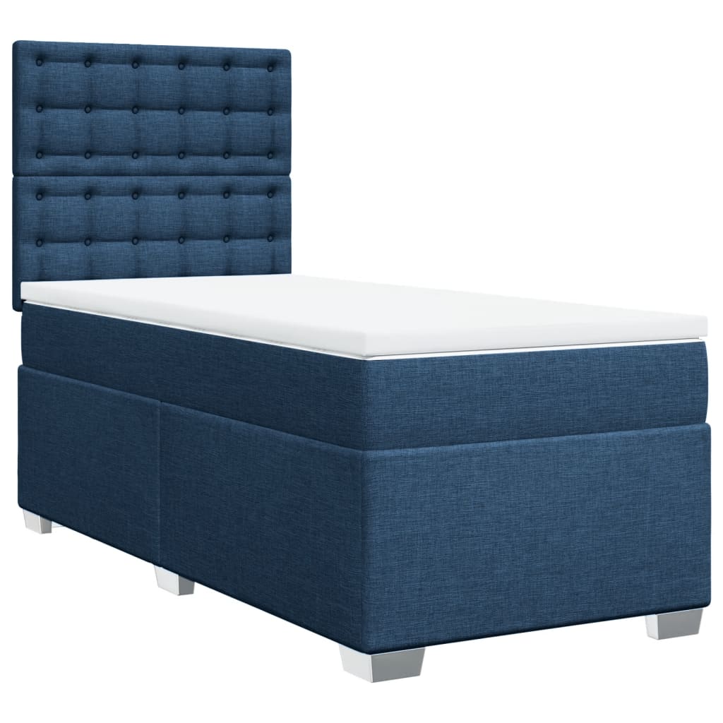 vidaXL Boxspring met matras stof blauw 90x190 cm afbeelding