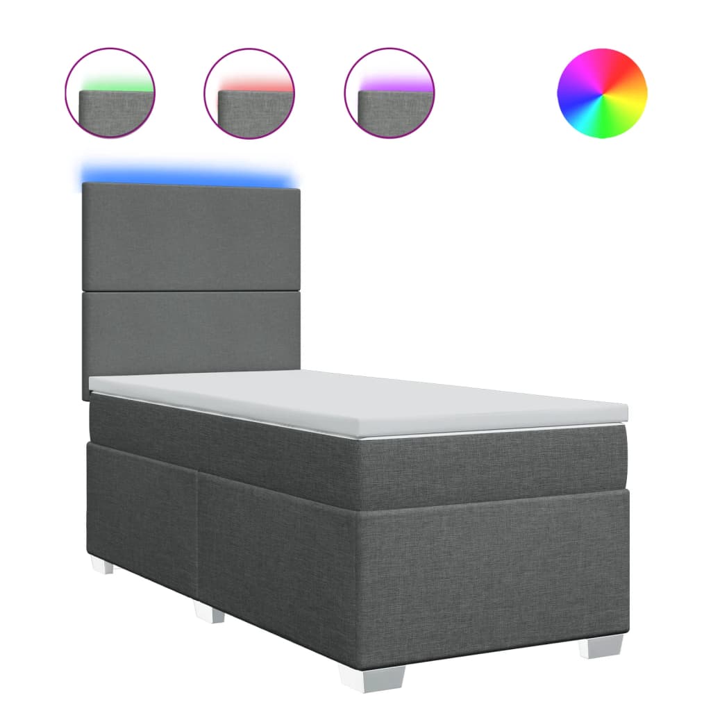 Thumbnail - vidaXL Boxspringbett mit Matratze Dunkelgrau 90x200 cm Stoff