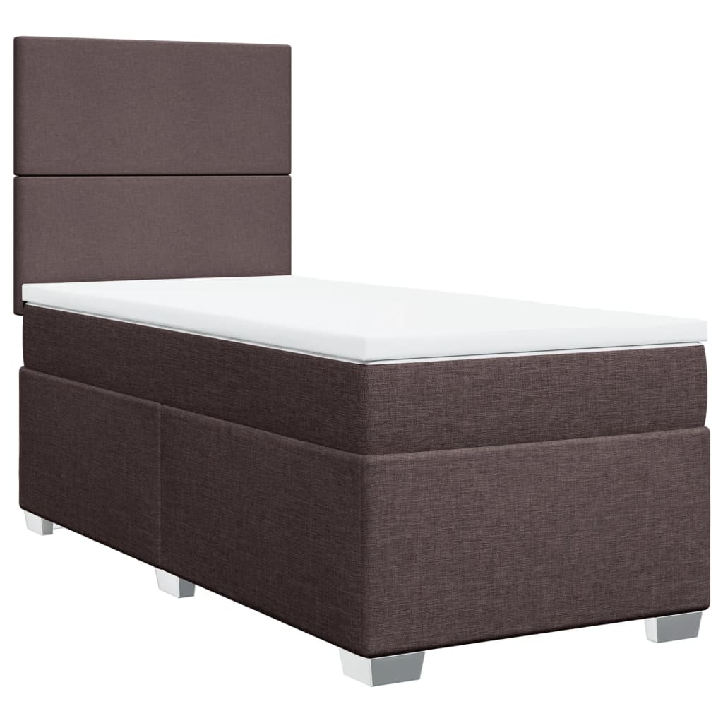 vidaXL Boxspring met matras stof donkerbruin 90x200 cm afbeelding