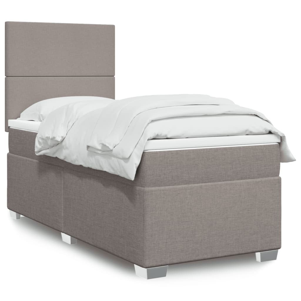 vidaXL Boxspringbett mit Matratze Taupe 90x200 cm Stoff