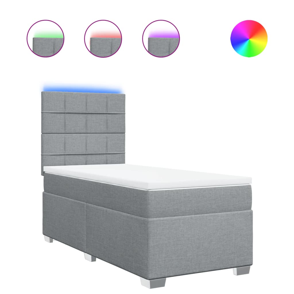 Thumbnail - vidaXL Boxspringbett mit Matratze Hellgrau 90x200 cm Stoff