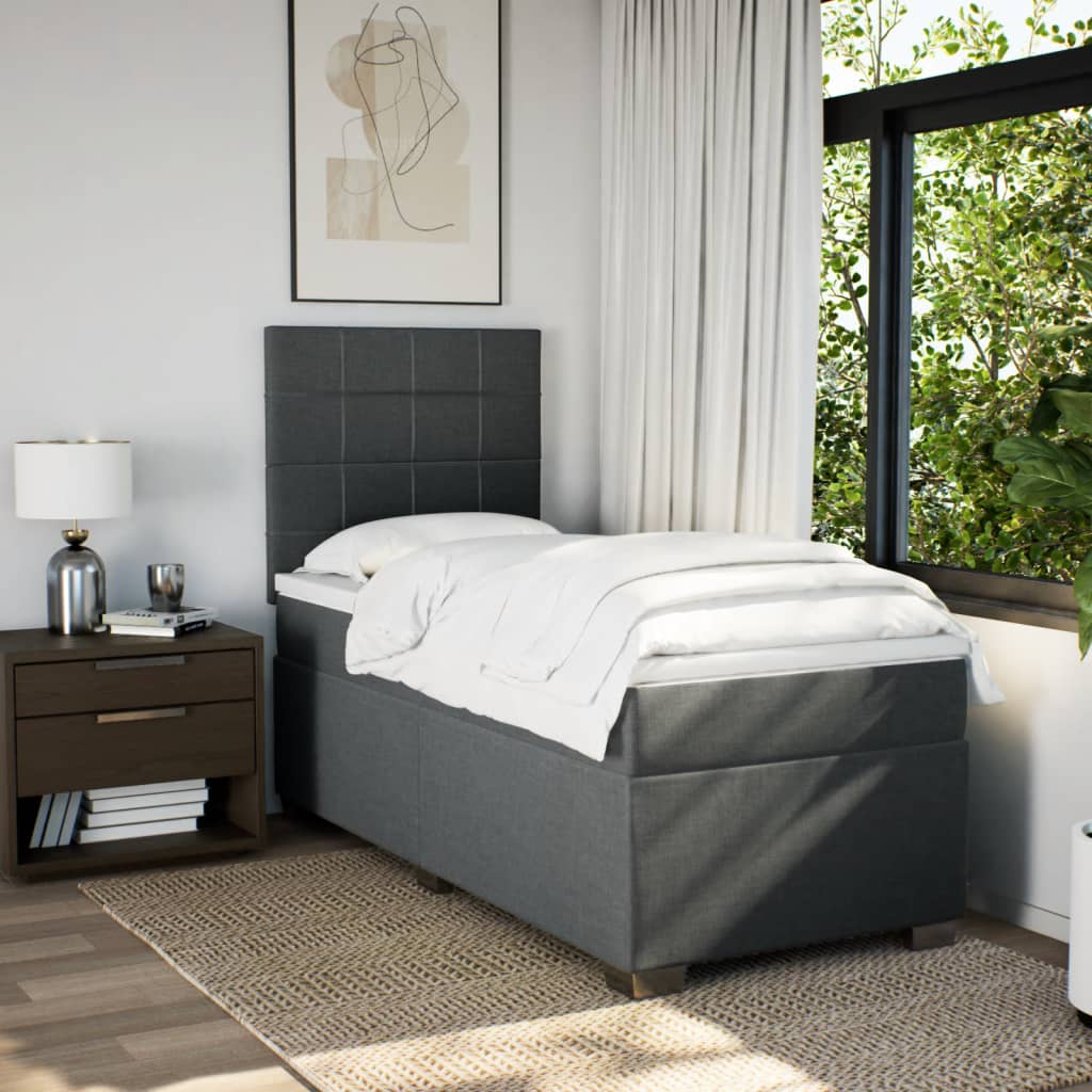 vidaXL Boxspring met matras stof donkergrijs 90x200 cm grijs, foto 2