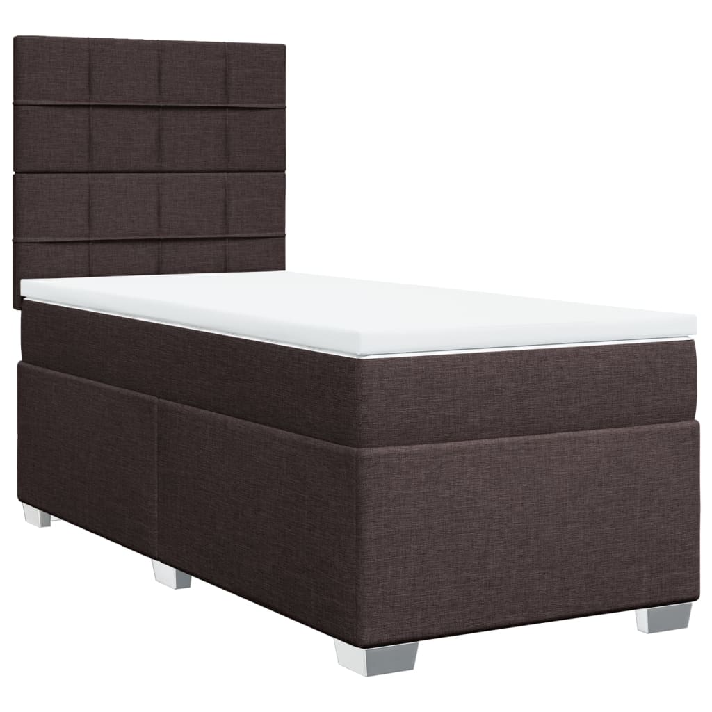 vidaXL Boxspring met matras stof donkerbruin 90x200 cm afbeelding
