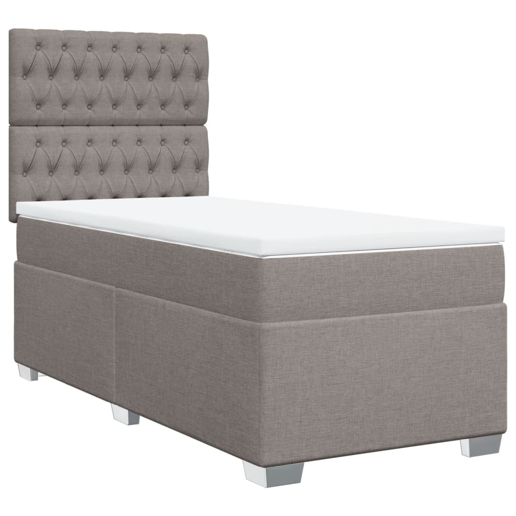 vidaXL Boxspring met matras stof taupe 90x200 cm afbeelding