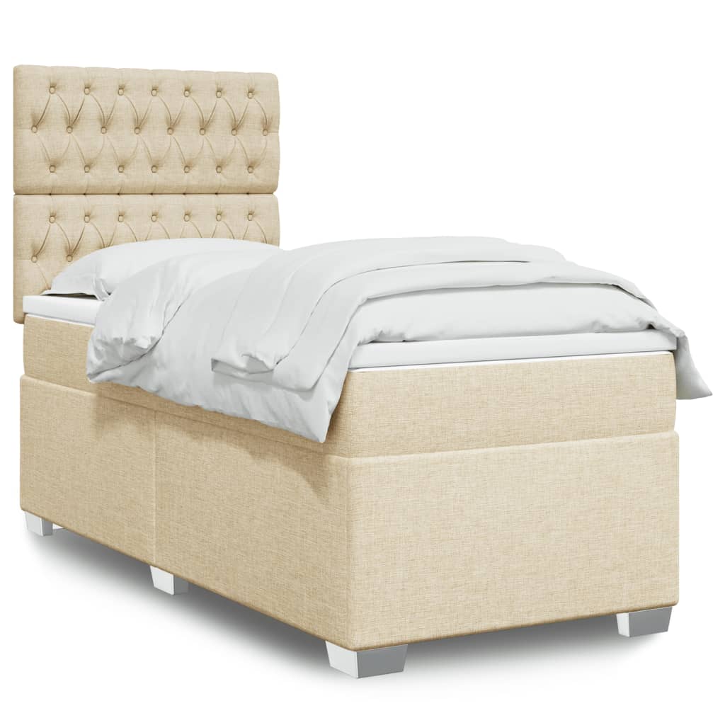 Boxspringbett mit Matratze Creme 90×200 cm Stoff