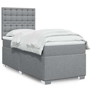 Box spring postelja z vzmetnico svetlo siva 90x200 cm blago