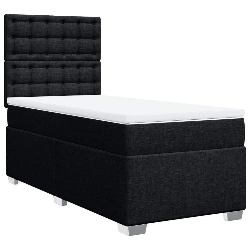 vidaXL Posteľný rám boxspring s matracom čierny 90x200 cm látka