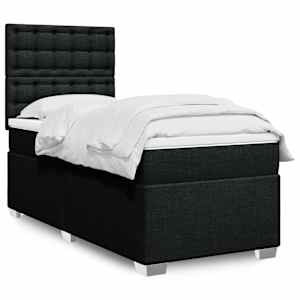 Box spring postelja z vzmetnico črna 90x200 cm blago