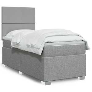Box spring postel s matrací světle šedý 100 x 200 cm textil - obrázek 1