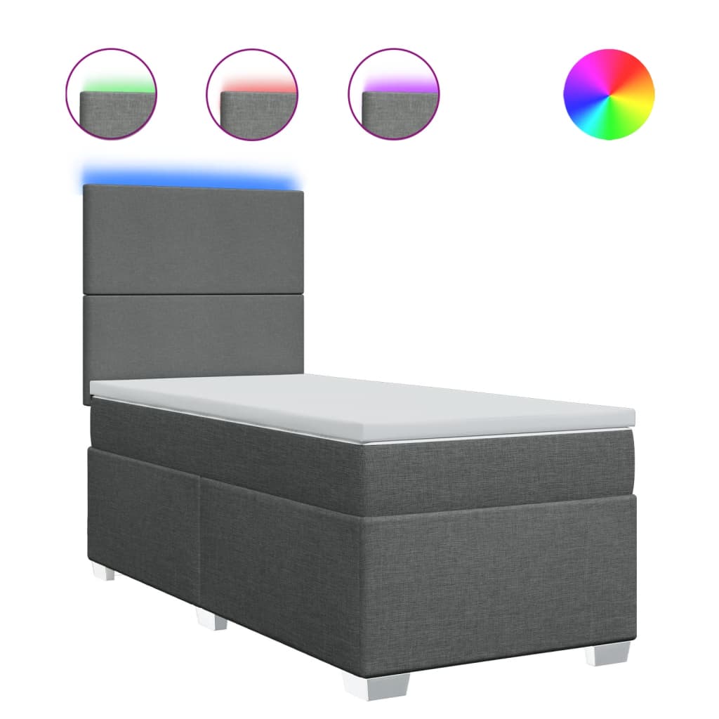 Thumbnail - vidaXL Boxspringbett mit Matratze Dunkelgrau 100x200 cm Stoff