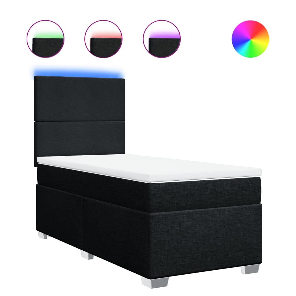 Thumbnail - vidaXL Boxspringbett mit Matratze Schwarz 100x200 cm Stoff