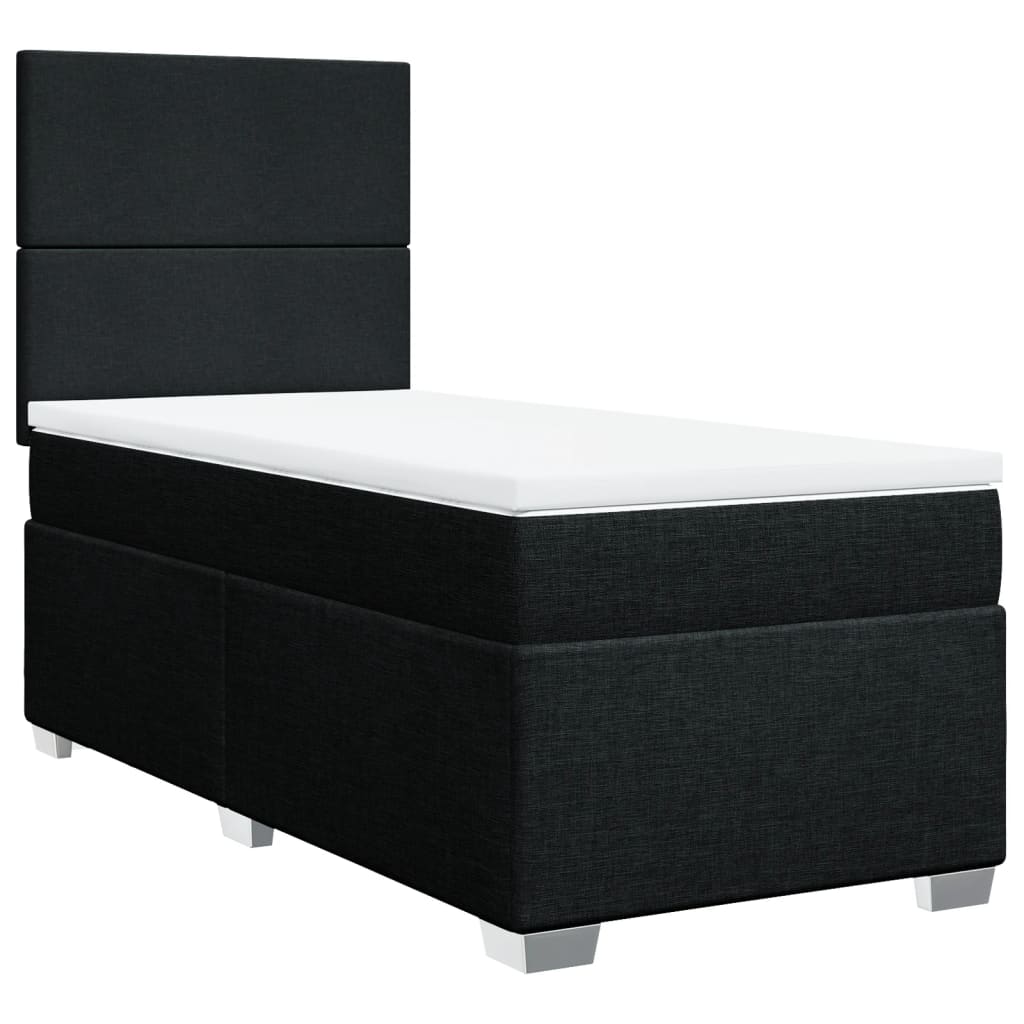 vidaXL Boxspring met matras stof zwart 100x200 cm afbeelding