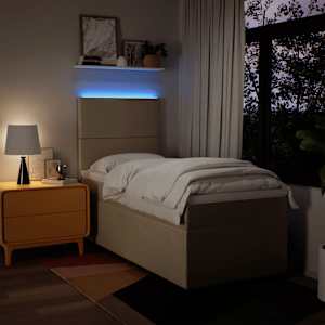Box spring postel s matrací krémová 100 x 200 cm textil - obrázek 5