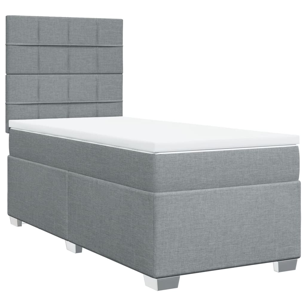 vidaXL Boxspring met matras stof lichtgrijs 100x200 cm afbeelding