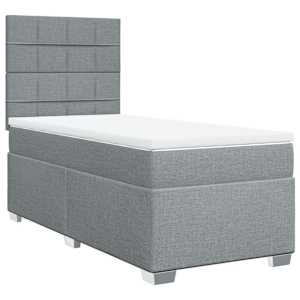 Box spring postel s matrací světle šedý 100 x 200 cm textil - obrázek 3