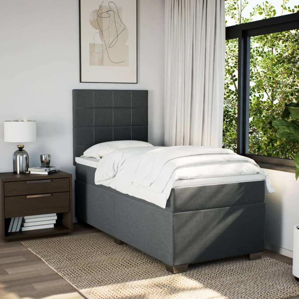 vidaXL Boxspring met matras stof donkergrijs 100x200 cm grijs, foto 2