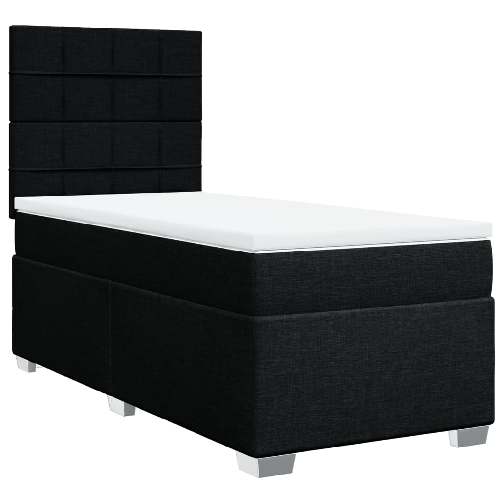 vidaXL Boxspring met matras stof zwart 100x200 cm afbeelding