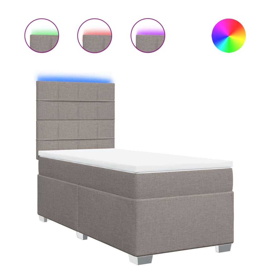 Thumbnail - vidaXL Boxspringbett mit Matratze Taupe 100x200 cm Stoff