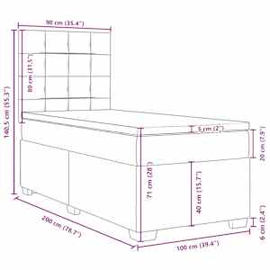 Box spring postel s matrací krémová 100 x 200 cm textil - obrázek 18