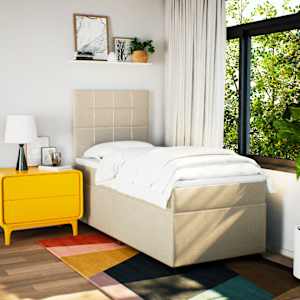 Box spring postel s matrací krémová 100 x 200 cm textil - obrázek 4