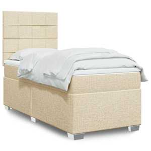 Box spring postel s matrací krémová 100 x 200 cm textil - obrázek 1