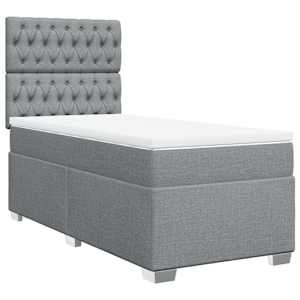 Box spring postel s matrací světle šedý 100 x 200 cm textil - obrázek 3