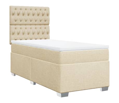 vidaXL Κρεβάτι Boxspring με Στρώμα Κρεμ 100 x 200 εκ. Υφασμάτινο