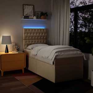 Box spring postel s matrací krémová 100 x 200 cm textil - obrázek 5