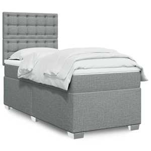 Box spring postel s matrací světle šedý 100 x 200 cm textil - obrázek 1