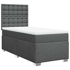 Box spring postel s matrací tmavě šedá 100 x 200 cm textil - obrázek 3