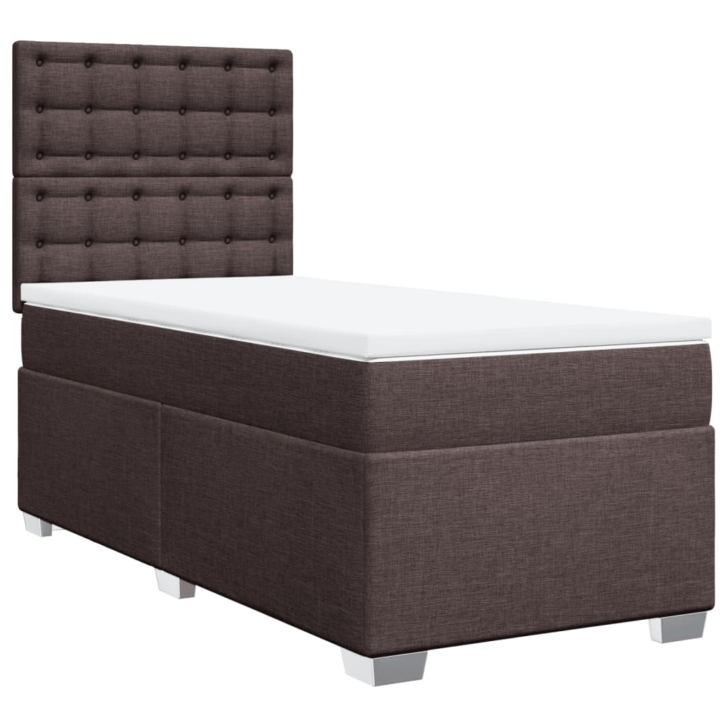 vidaXL Boxspring met matras stof donkerbruin 100x200 cm afbeelding